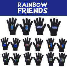Rainbow Roblox Friends Warm Knitted All Finger Gloves Winter Gift Mittens Unisex
