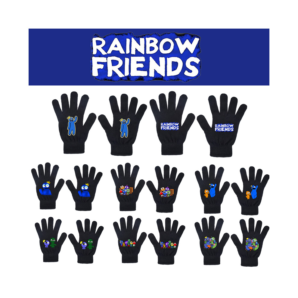 Rainbow Roblox Friends Warm Knitted All Finger Gloves Winter Gift Mittens Unisex