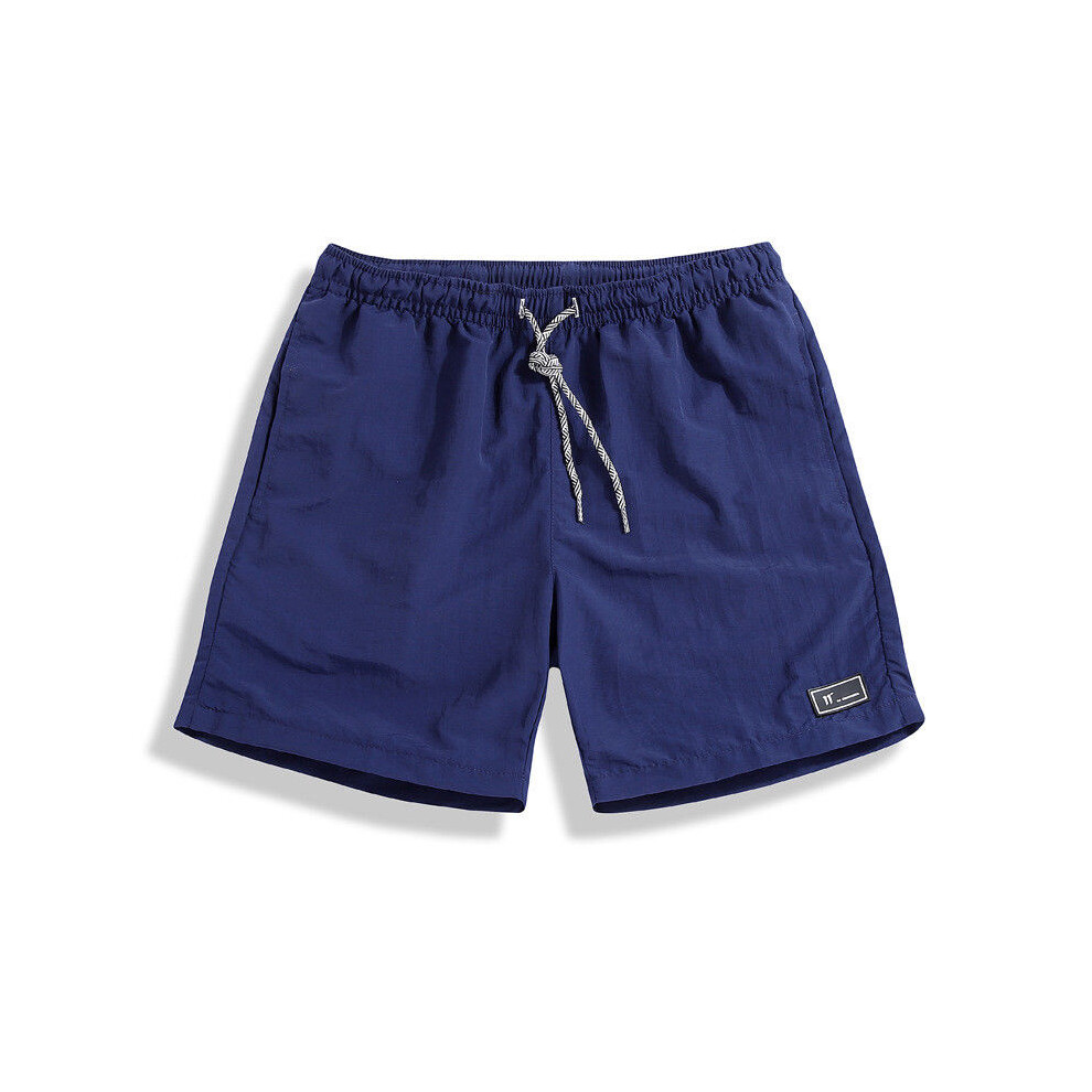 (Blue, Tag2XL=US L) Loose Mens Casual Shorts Running Fitness Beach Quarter Pants Quickdrying