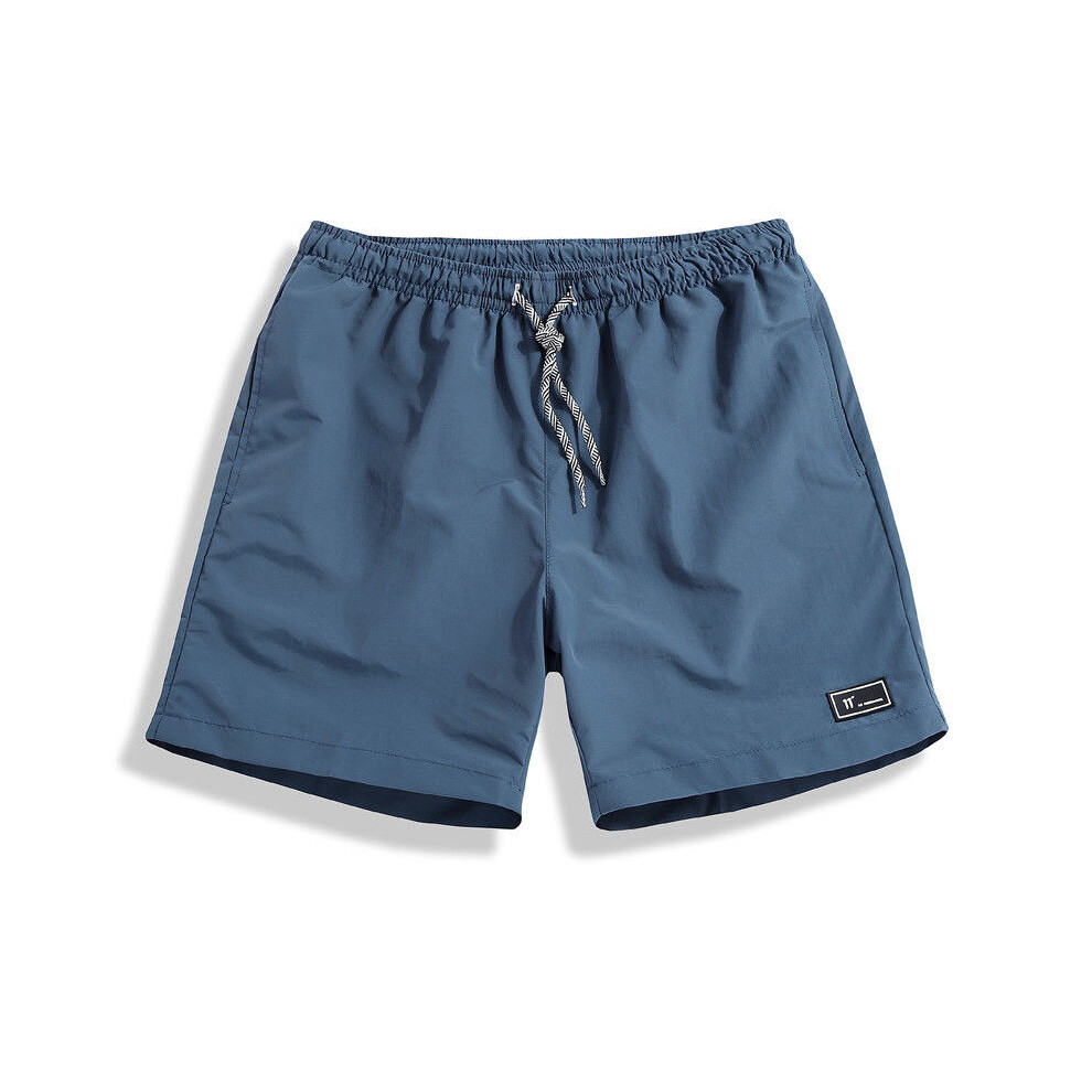 (Light Blue, TagXL=US M) Loose Mens Casual Shorts Running Fitness Beach Quarter Pants Quickdrying