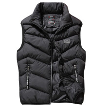 (Black, L) Warm Winter Men Paded Sleeveless Puffer Jacket Vest Waistcoat Coat Quilted Parka