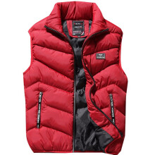 (Red, L) Warm Winter Men Paded Sleeveless Puffer Jacket Vest Waistcoat Coat Quilted Parka