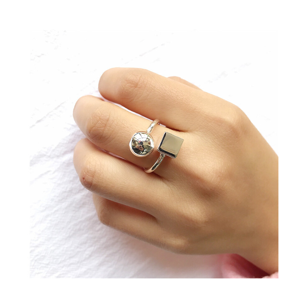 925 Fashionable Silver Ring Adjustable Size Elegant Geometric Design For Women-image-OPC-PGG56Q8-NEW