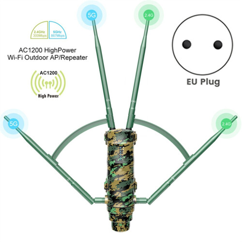 AC1200 Long Range High Power WiFi Extender Outdoor Router EU Plug 2