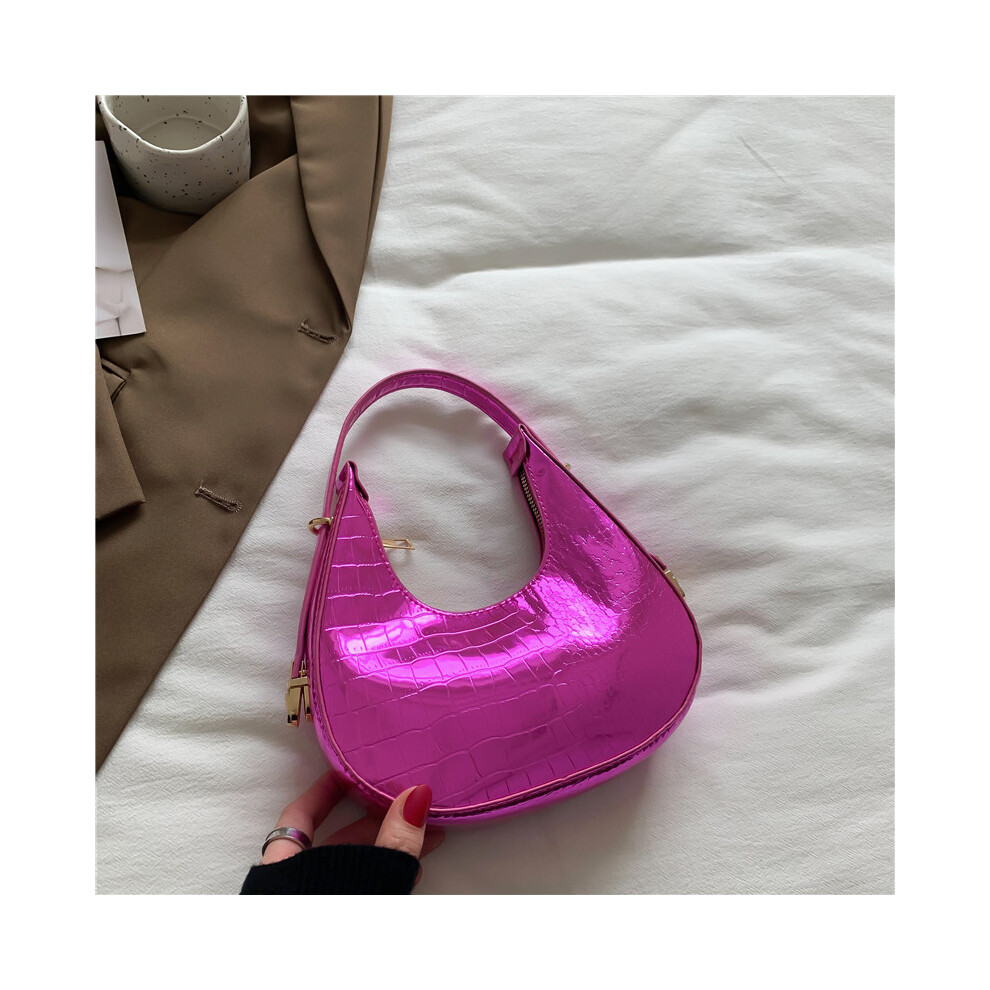 (Pink) Pu Elegant Shiny Handbag Trendy Street Style Medium Shape Horizontal Square-image-OPC-PGG58V5-NEW