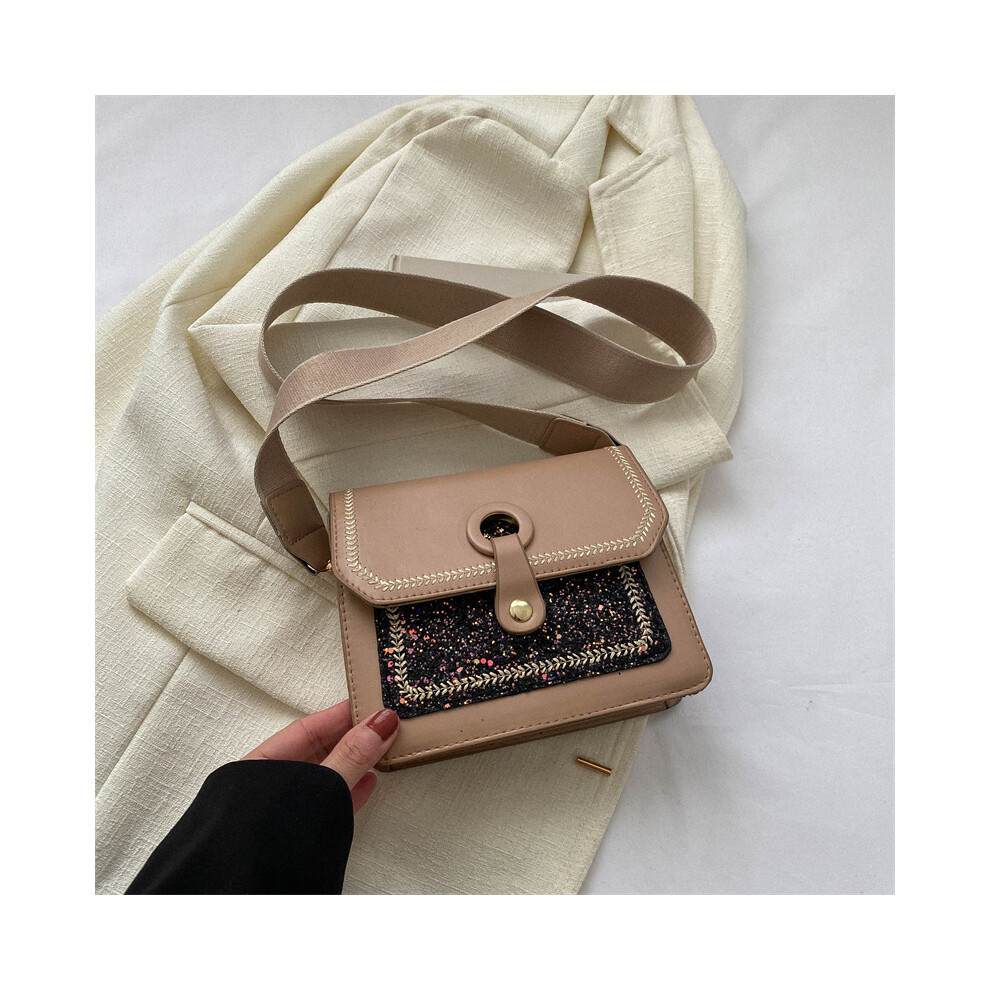 (Khaki) Small Elegant Square Shoulder Bag With Stitching Details Daily For Use-image-OPC-PGG59FY-NEW