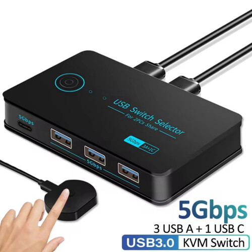 Νέος διακόπτης USB3.0 KVM Hotkey Switch για πληκτρολόγιο υπολογιστή, ποντίκι, εκτυπωτή 2