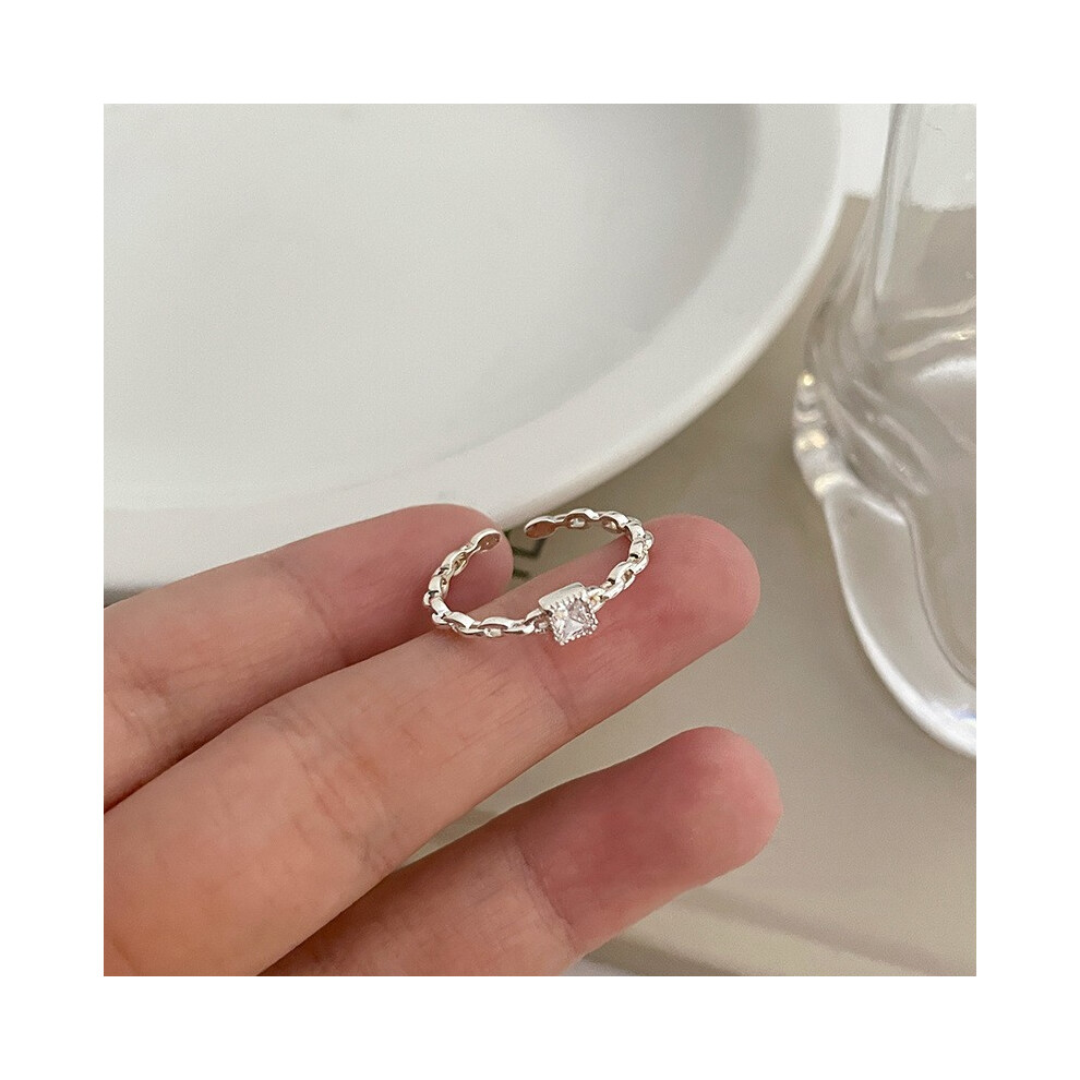 (J2324) 925 Stylish Sterling Silver Adjustable Ring For Women With Shapes Charming Geometric
