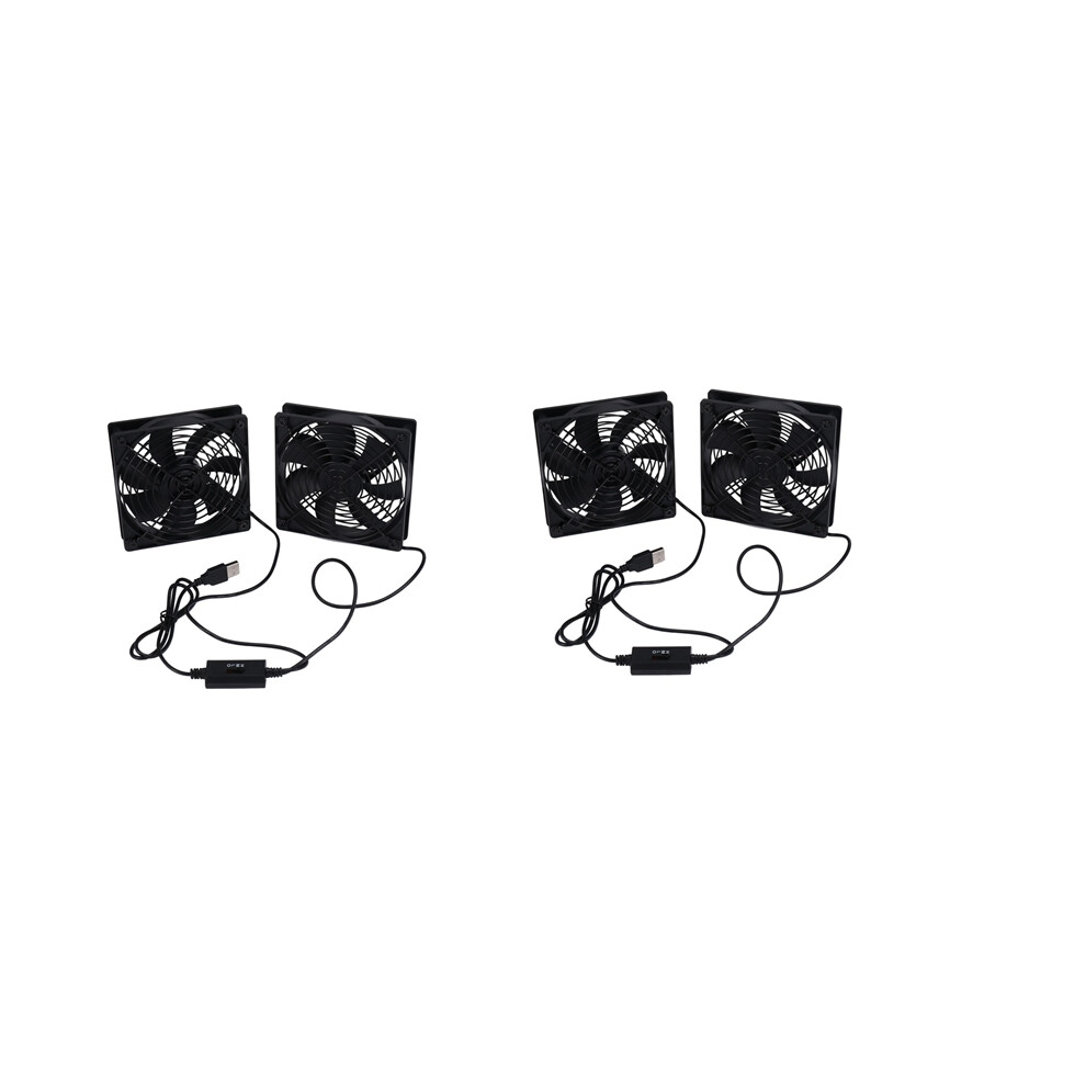 Dual 120Mm 5V Usb Powered Pc Router Fans With Speed Controller 4853542351910