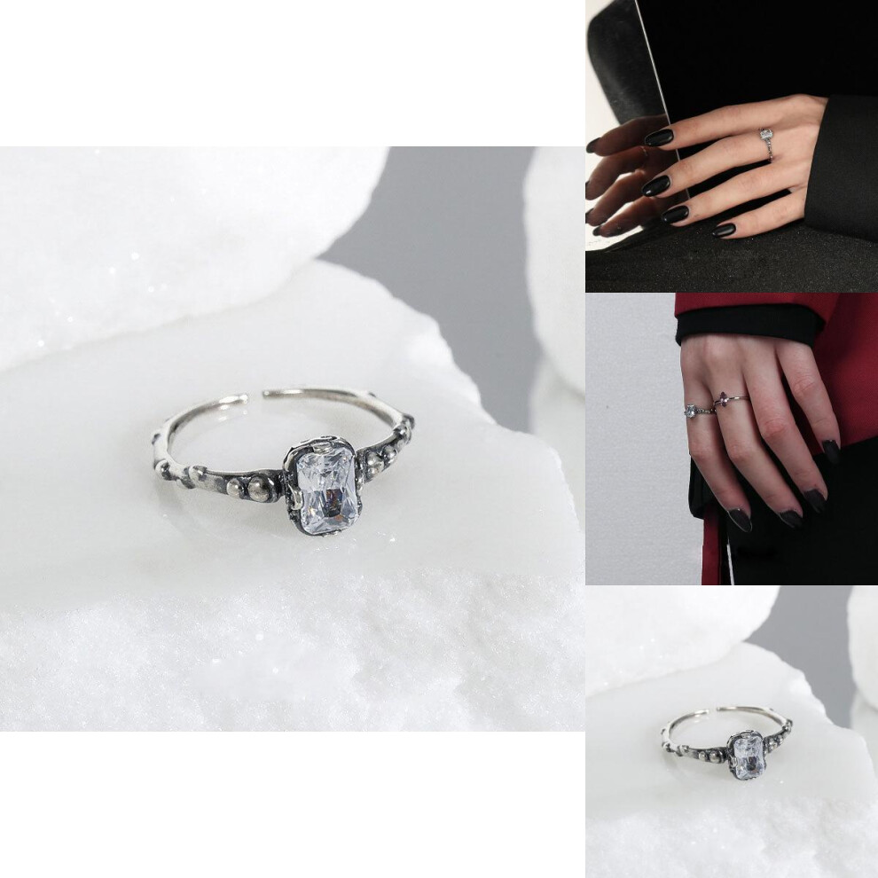 Geometric Skeleton Exquisite Design Ring With Inlaid Zircon 925 Jewelry Sterling Silver-image-OPC-PGG66JD-NEW