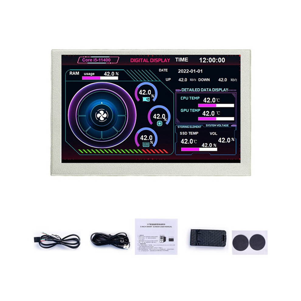 5-Inch Usb-C Sub-Screen Chassis Ips Computer Graphics White 4853542383300