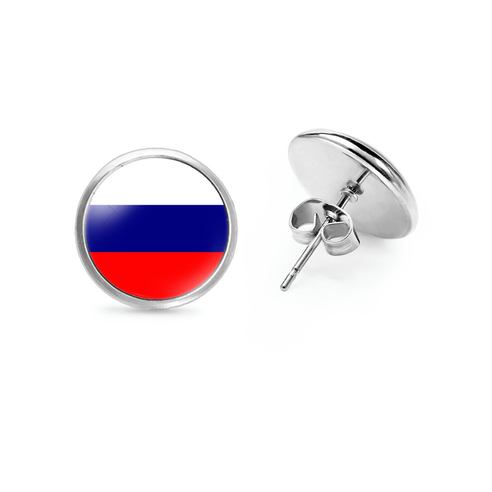 (Russia) Flag European Unique Earrings Round Metal Design Trendy Wholesale Accessories