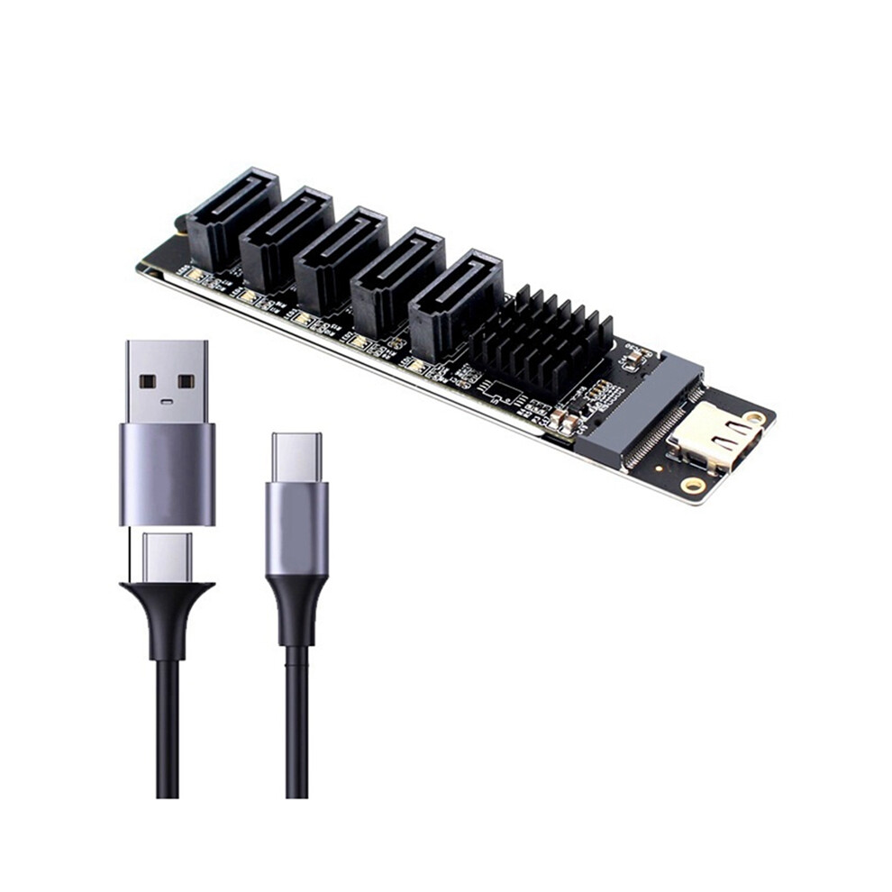 Type-C To 5Port Sata3.0 Adapter Card Riser Card Pc Computer Expansion 4853542388978