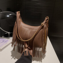 (Coffee) Retro Tassel Stylish Crossbody Bag For Women Spring Faux Suede Shoulder Bag