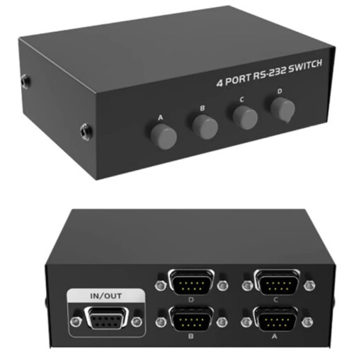 RS232 Switch 4 in 1 Out Serial DB9 Pin Switcher 4x1 PC 2