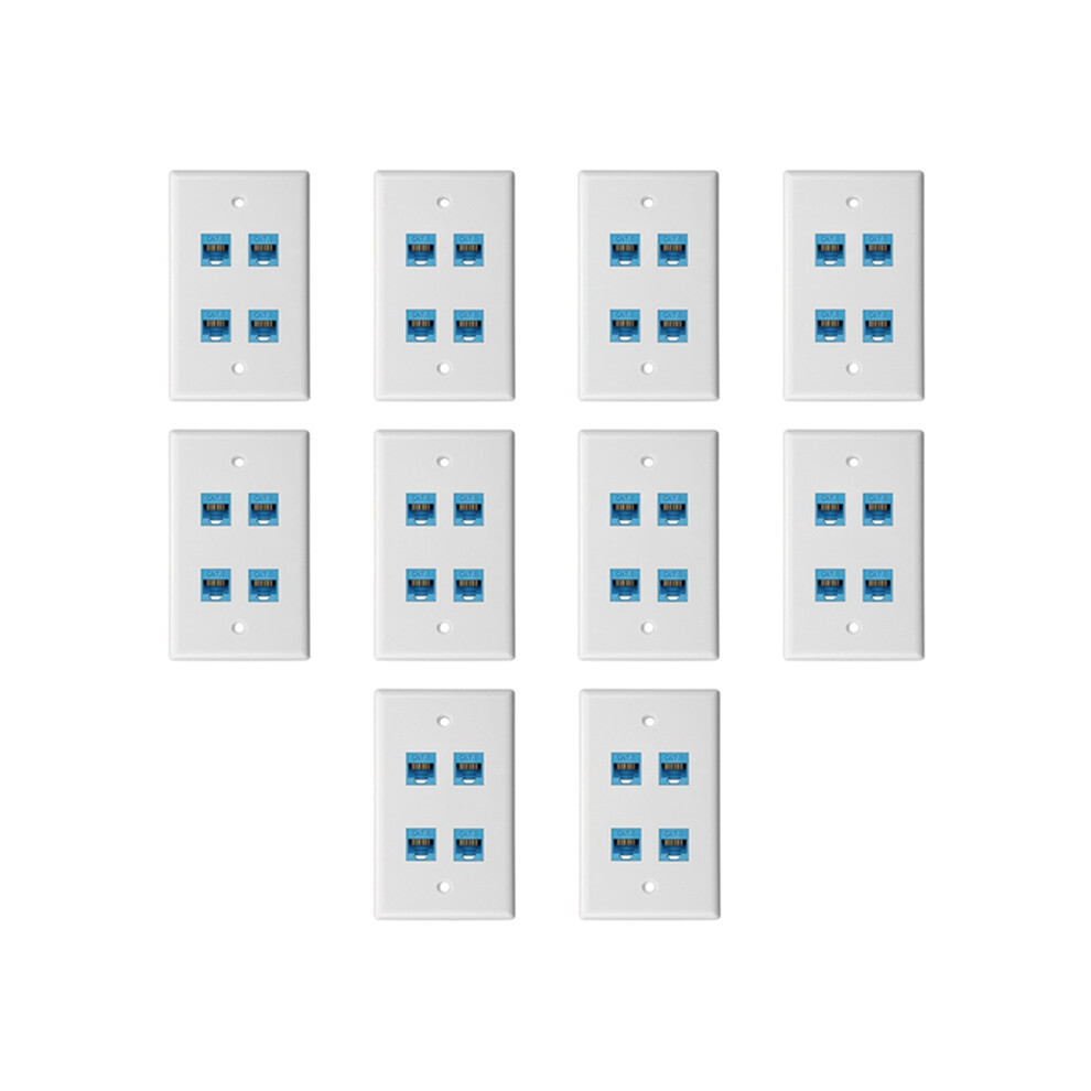 10 Pezzi Cat 6 Ethernet Piastra A Muro 4 Porte Femmina A B