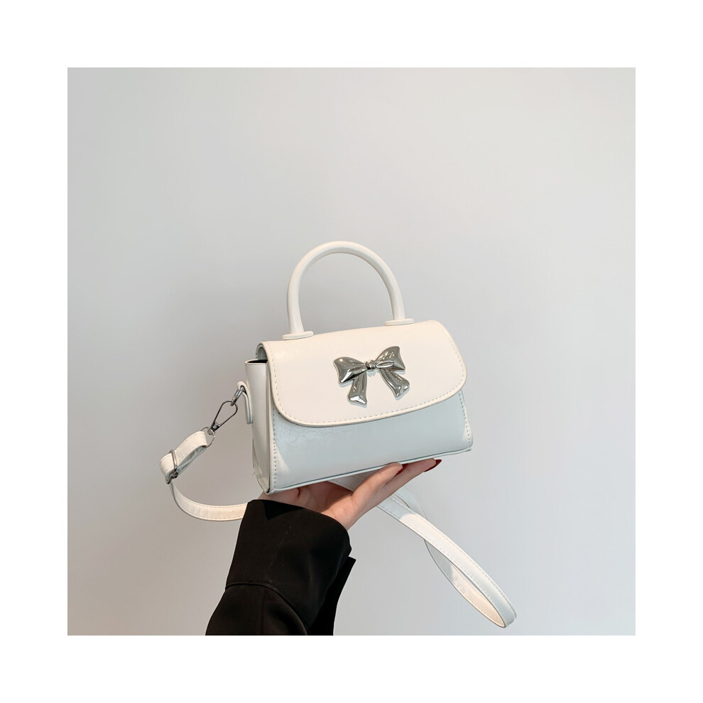 (White) Fashionable Womens Small Crossbody Bag Stylish Trendy Bowknot Pu Handbag Leather Square-image-OPC-PGG6KP2-NEW