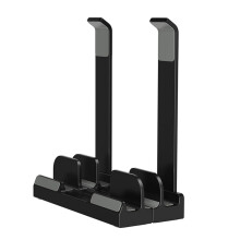 Verstelbare Verticale Laptopstandaard, 3-Sleuven Gevoerde Standaard voor 16 Inch Laptops, Rechthoekige Basis, Verbeterde Stabiliteit, Zwart