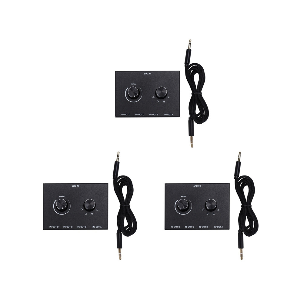 4 Port Audio Switch, 3.5Mm Switcher, Stereo Aux Selector 4853542303544