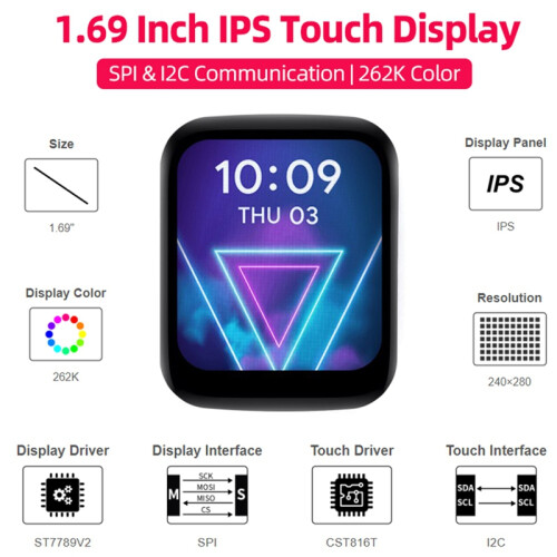 1.69 Inch Round Display IPS Touch Screen Module 2