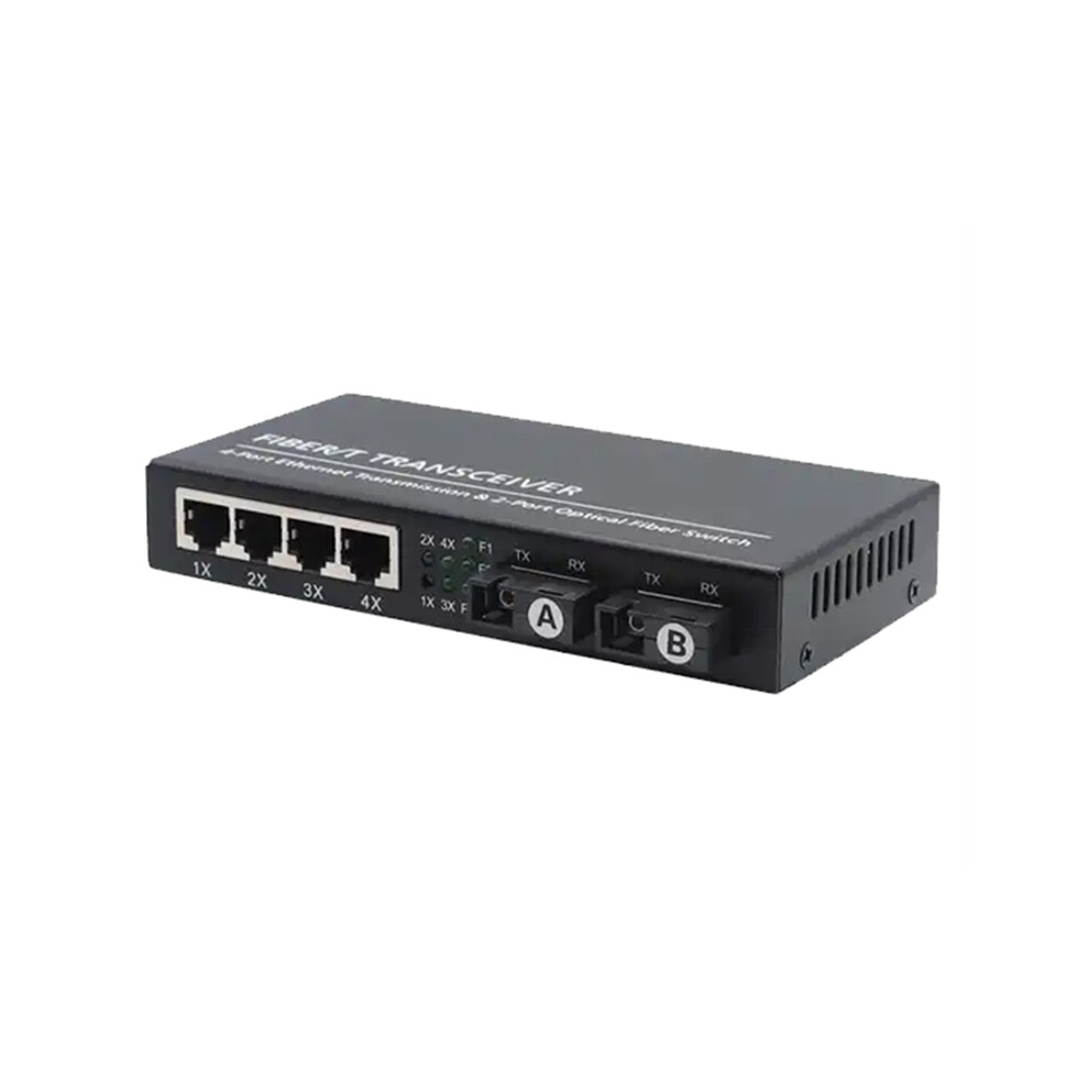 Switch de Fibra Gigabit Ethernet SC Monomodo 20KM 2 4 Porta RJ45 100/1000M Conversor MÃdia Ã "ptica Plugue UE