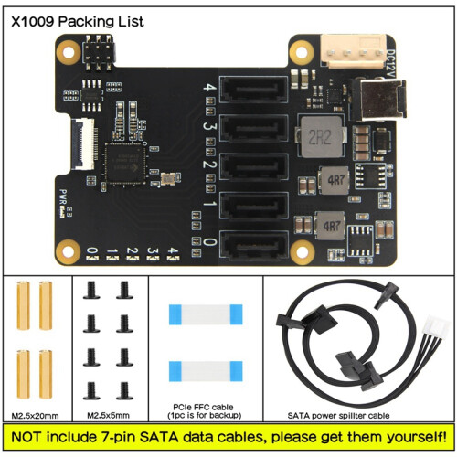 X1009 PCIe to 5 Port SATA Shield for EU Plug 2