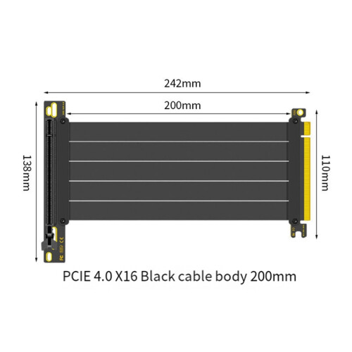 Cavo Riser PCIe 4.0 X16 Per GPU - Prolunga Flessibile 180° Per RTX 4090, 7900 XT, 128 Gbps