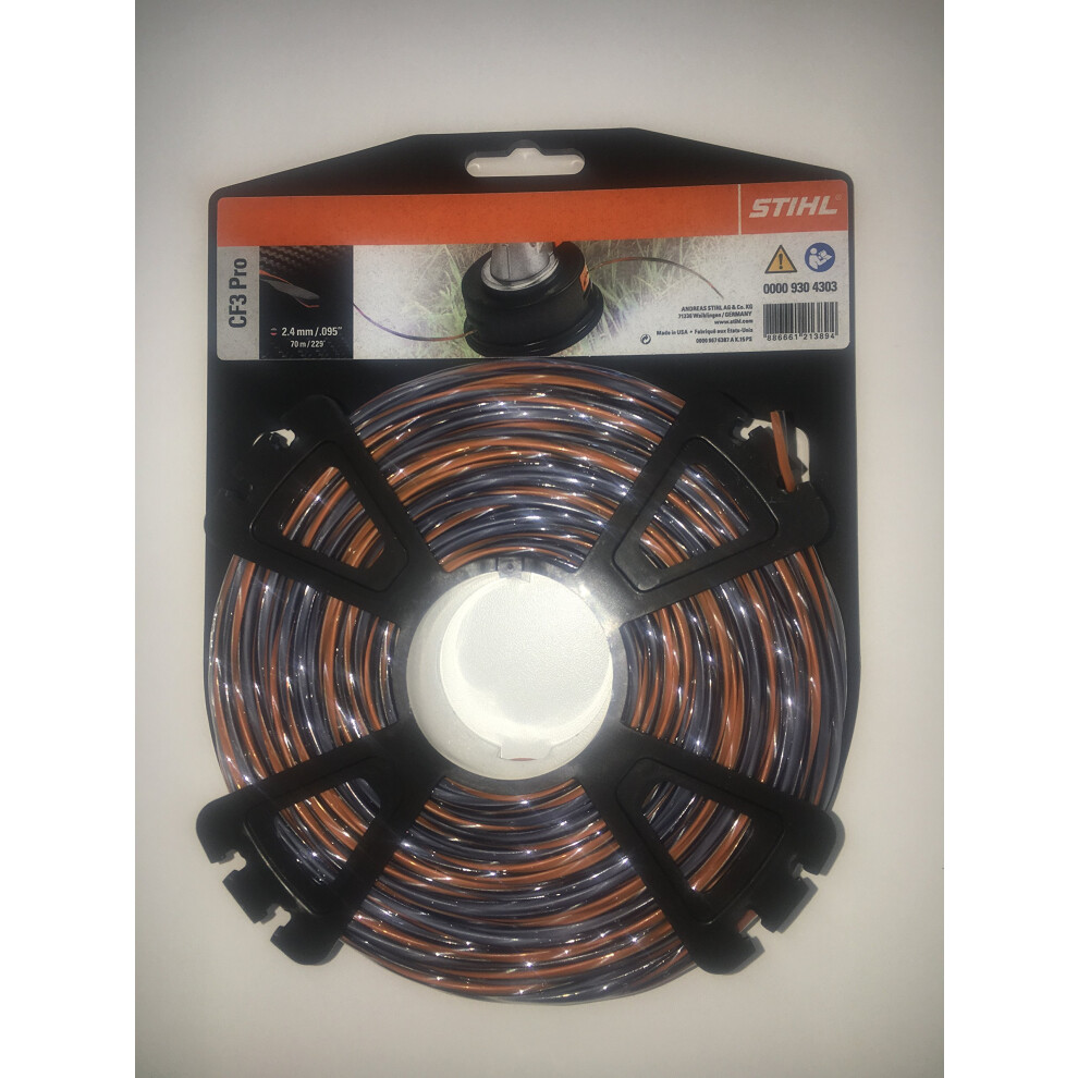 STIHL 9304303 Carbon Trimmer Line 2.4 mm x 70 m Cross-Shaped CF3 Pro