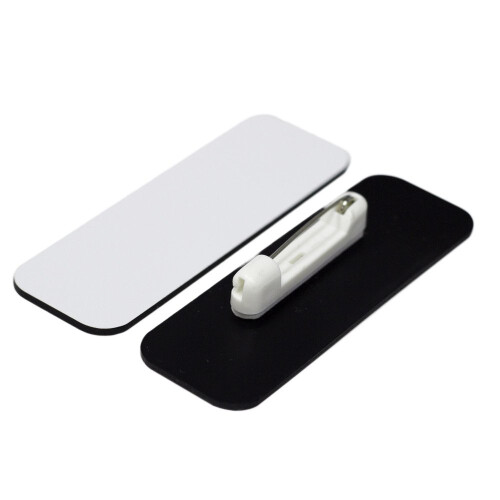 Name Tag/Badge Blanks - 25 Pack - White 1"""" X 3"""" Round Corners Pin