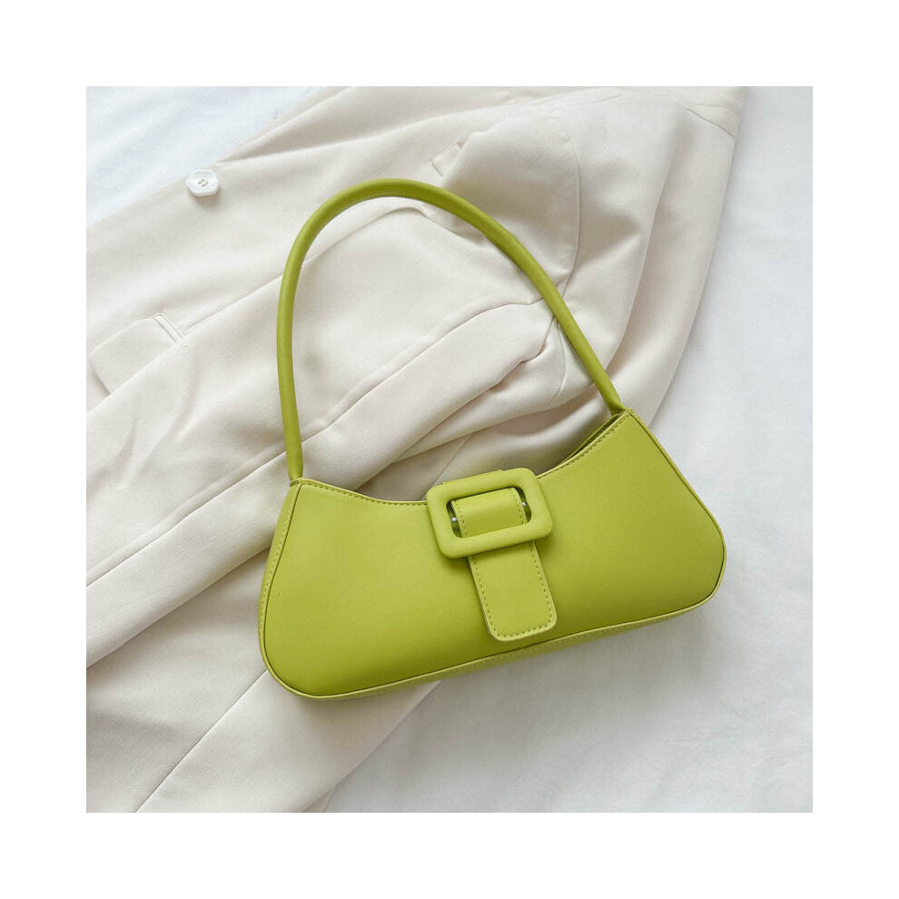 (Green) Baguette Vintage Stylish Bag Pu Leather Trendy Shoulder Bag For Women Summer