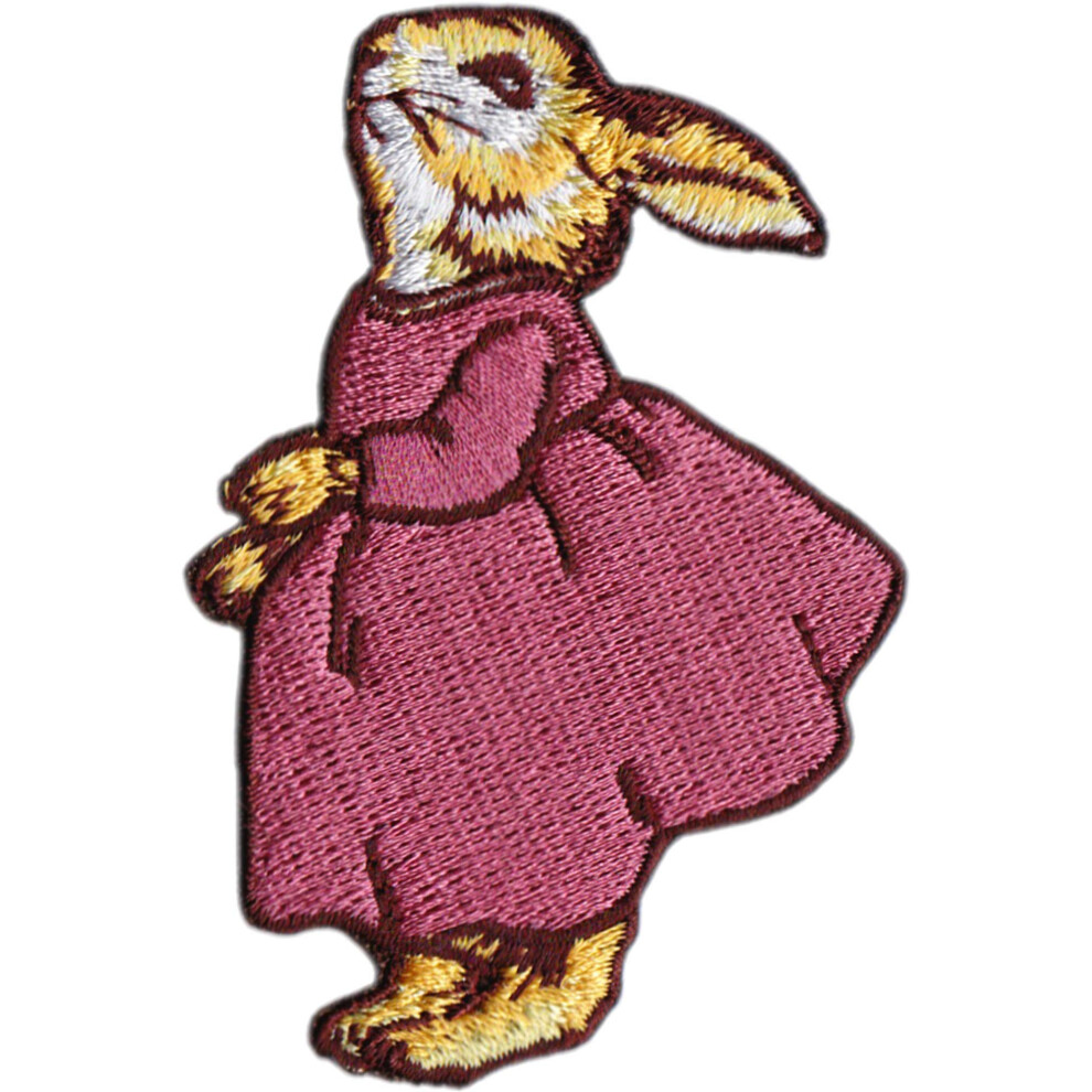 Toppa Ricamata Termoadesiva Da 3"""""""""" Coniglio In Abito Rosa - Stile Libro Di Fiabe-image