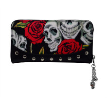 Lost Queen Skulls & Roses fekete noi pnztrca mubor cipzrral