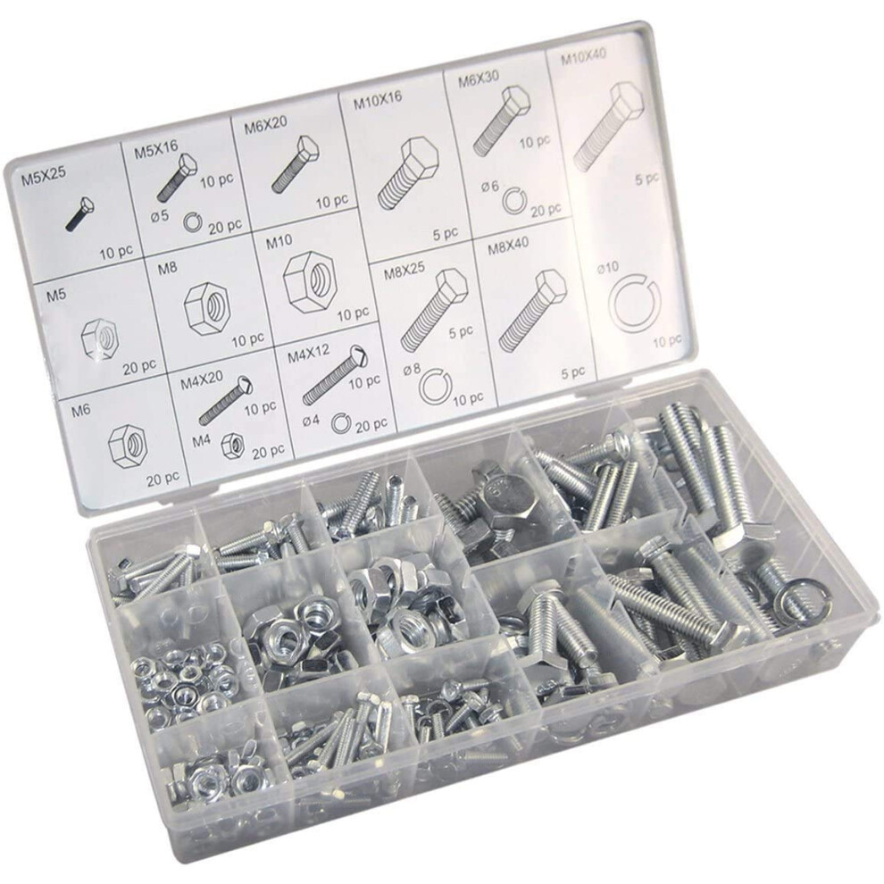 240 Pc Piece Mm Metric Size Nut And Bolt Screw Assortment Hardware Kit 716407034219