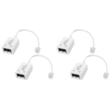 4 Stuks DSL-Filtersplitter ADSL-Splitter voor Telefoonlijn Mannelijk Naar 2 Vrouwelijk RJ11 6P4C/6P2C Telefoonmodem Converteradapter