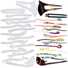 Conjunto de moldes de silicone de resina epxi para bastes de cabelo com altura de 15 contagens de 5,3 a 7,2 polegadas