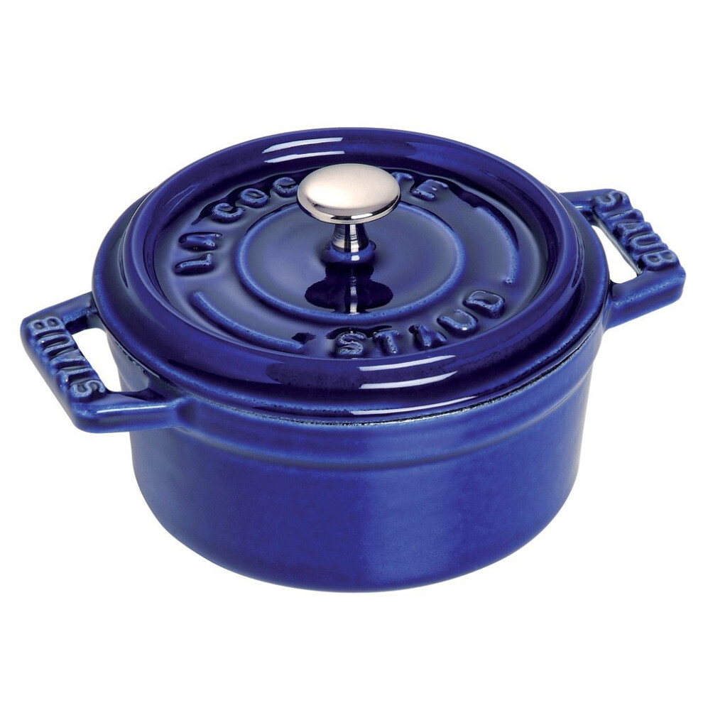 Staub Cast Iron 0.25-qt Mini Round Cocotte - Dark Blue  Made in France