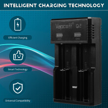 Q2 Smart USB Cargador de Batería 2 Ranuras,para Baterías Recargables Litio Tecnología Carga Inteligente