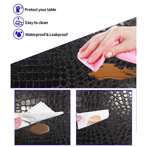 Kunstleder Tischsets für Esstisch - 4er Set (Schwarz (Krokodil)) 2