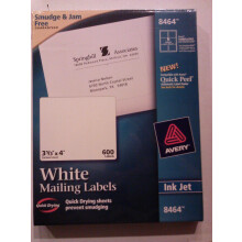 Avery 8464 TrueBlock Shipping Labels Inkjet 3-1/3 x 4 White 600/Box