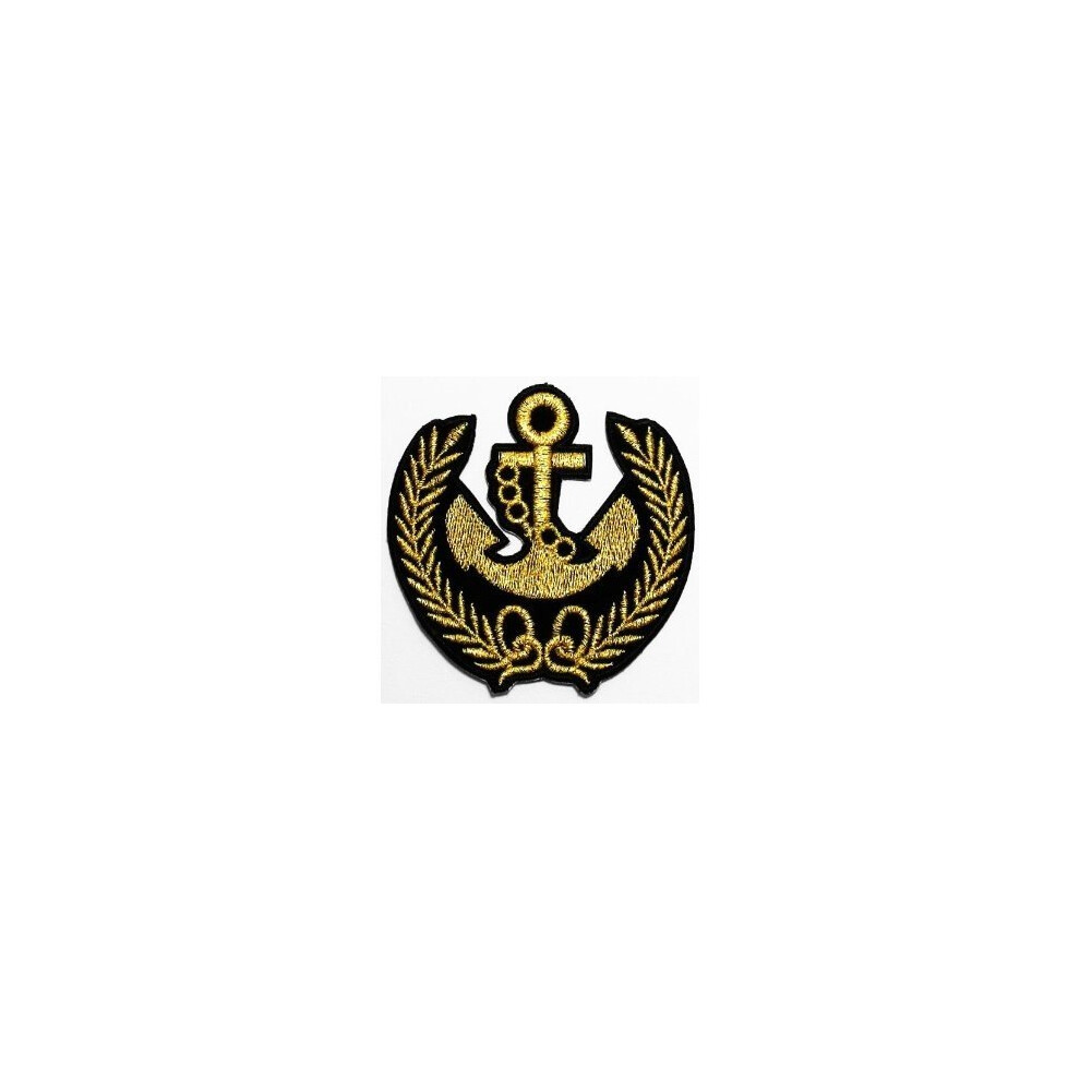 Gold lace Anchor Naval Marine DIY Applique Embroidered Sew Iron on Patch