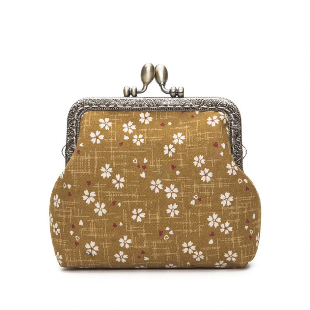 Jan&Dee Women's Sweet Cherry Blossom Exquisite Buckle Coin Purse(Yellow)