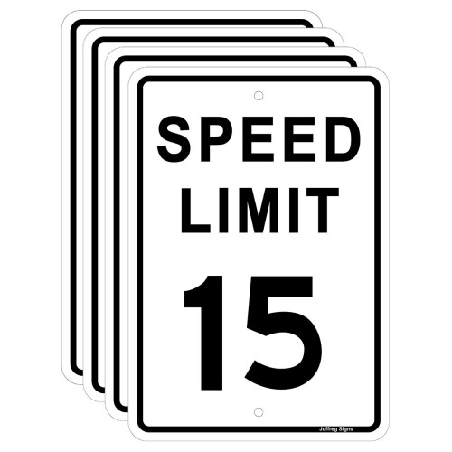 Joffreg Speed ????Limit 15 MPH Sign 17 x12 Polegadas Alumnio Reflexivo 4 Pacote