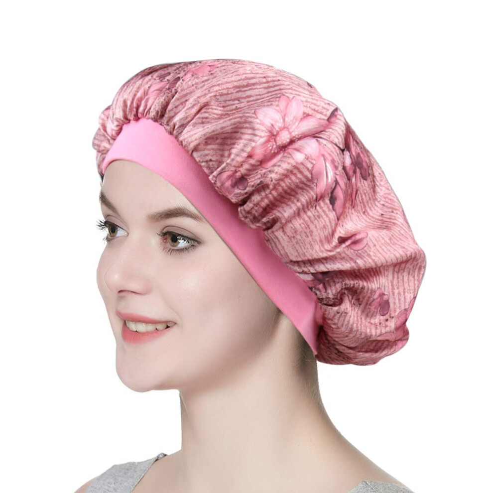 Gorro De Dormir De Sat N Sedoso Con Banda El Stica Para El Cabello, Gorro Holgado-image