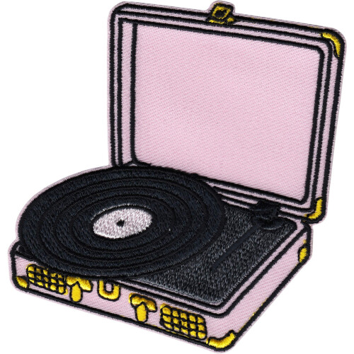 Pink Briefcase Turntable Record Player - 3.38"""""""" Embroidered Iron on Patch