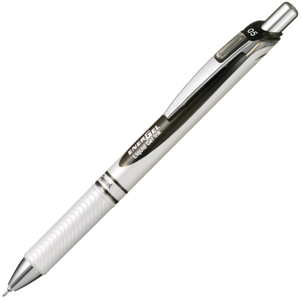 Pentel BLN75AW EnerGel Ink Ballpoint Pen  0.5 Pearl Black Base  10 Pieces