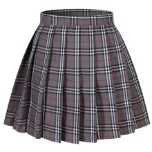 M dchen Schuluniform Plaid Plissee Kost m R cke (M Grau Gemischt Wei )