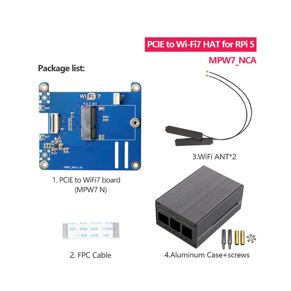 MPW7NCA Per 5 Moduli Pcie A M.2 E-Key Wifi7 + Custodia BE200