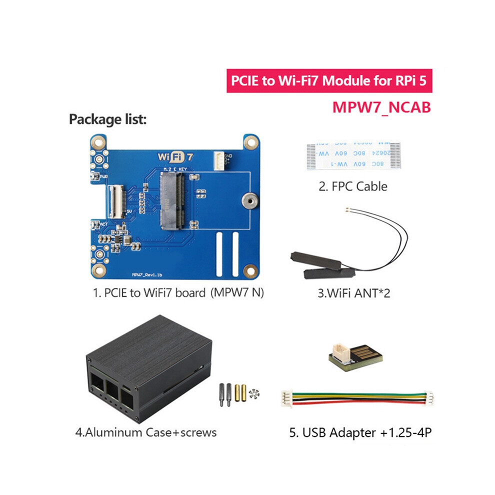 Per 5 Moduli Pcie A M.2 E-Key Wifi7 + Kit Adattatore Usb