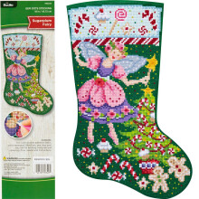 Bucilla 89320E Felt Applique Gem Dots Stocking Kit Sugarplum Fairy 18""""