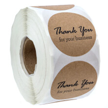 1.5"""" Round Kraft Thank You for Your Business Stickers/500 Labels Per Roll